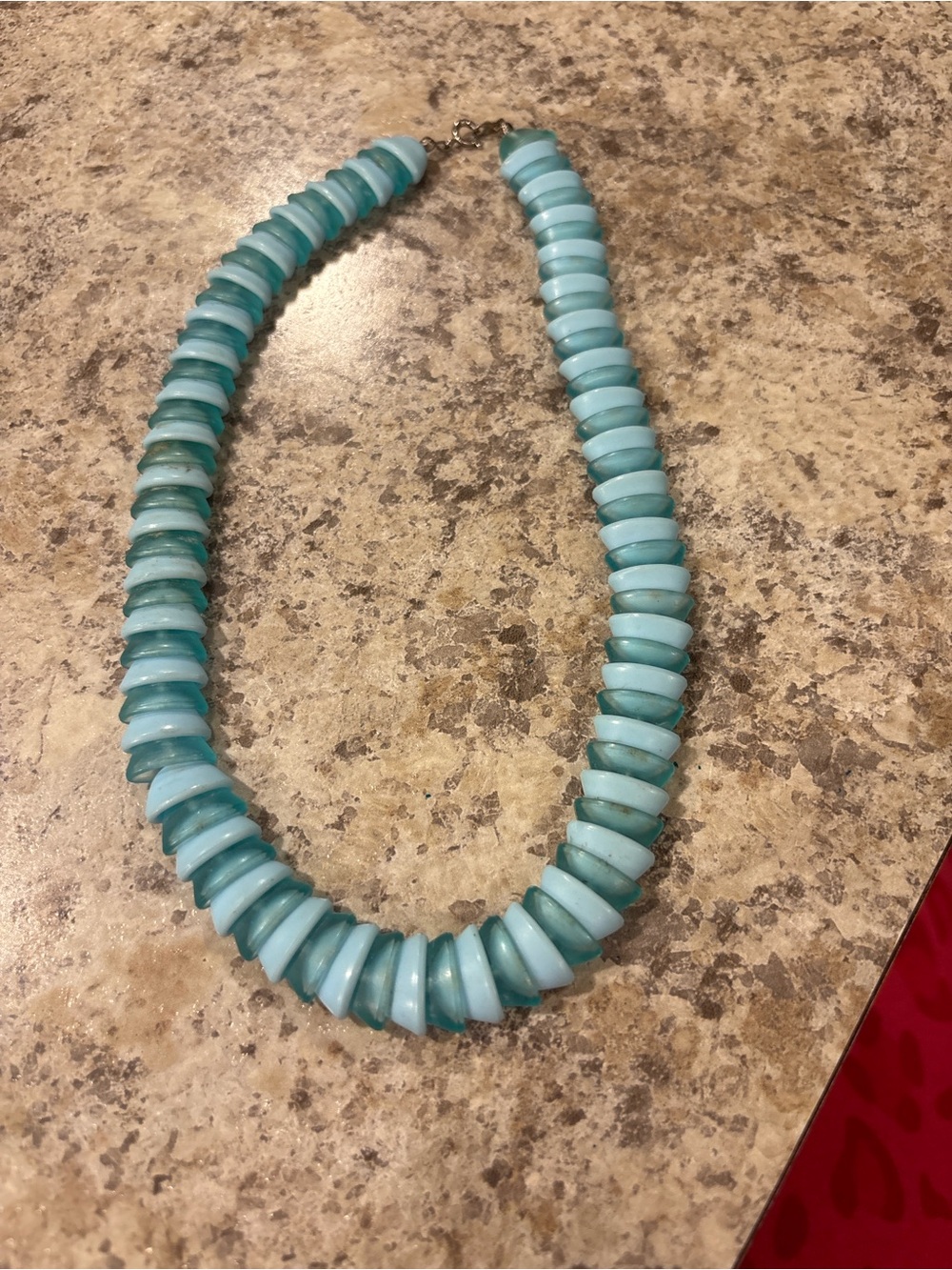 Light Turquoise Graduated Disk Bead Necklace